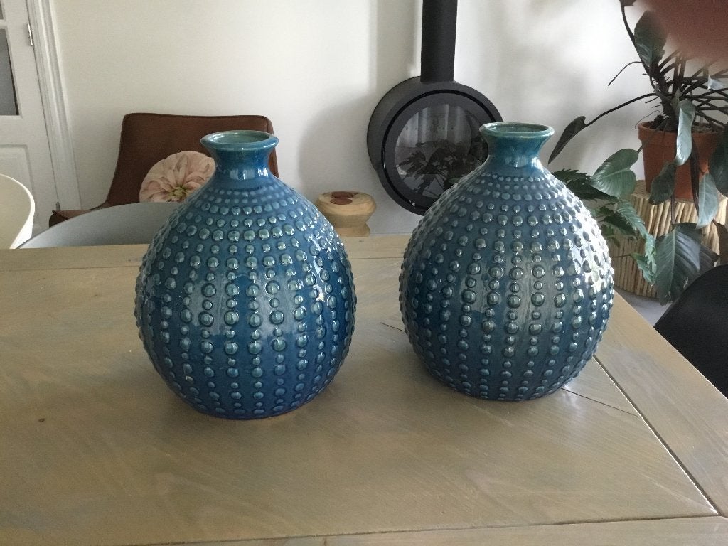 Leuke set van 2 vazen, Huis en Inrichting, Ophalen, Gebruikt, Blauw, 30 cm
