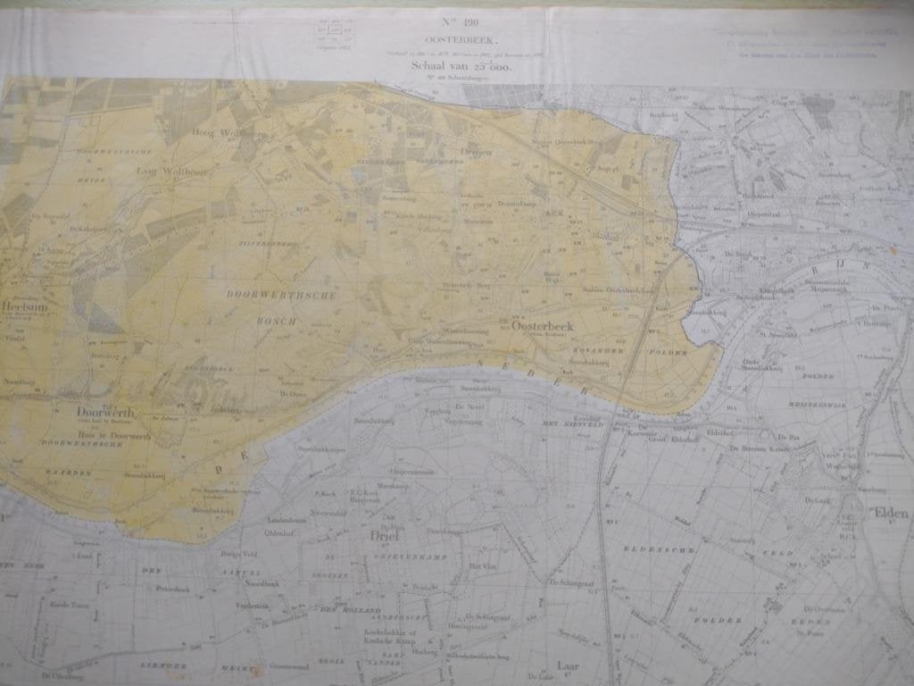490 Oosterbeek Doorwerth Elden Heelsum Plattegrond 1912, Antiek en Kunst, Ophalen of Verzenden