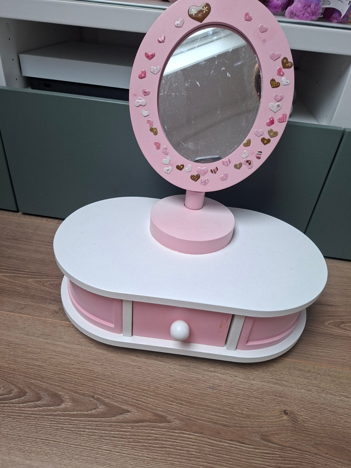 Houten kaptafel met spiegel en accessoires, Ophalen, Gebruikt, Overige typen