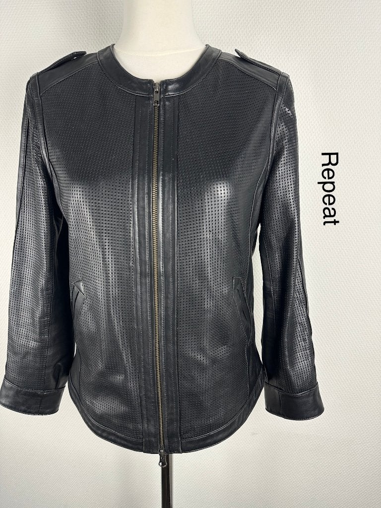 Repeat Leren Jas  (mt: 40) B3/557, Maat 38/40 (M), Zwart, Repeat, Ophalen of Verzenden