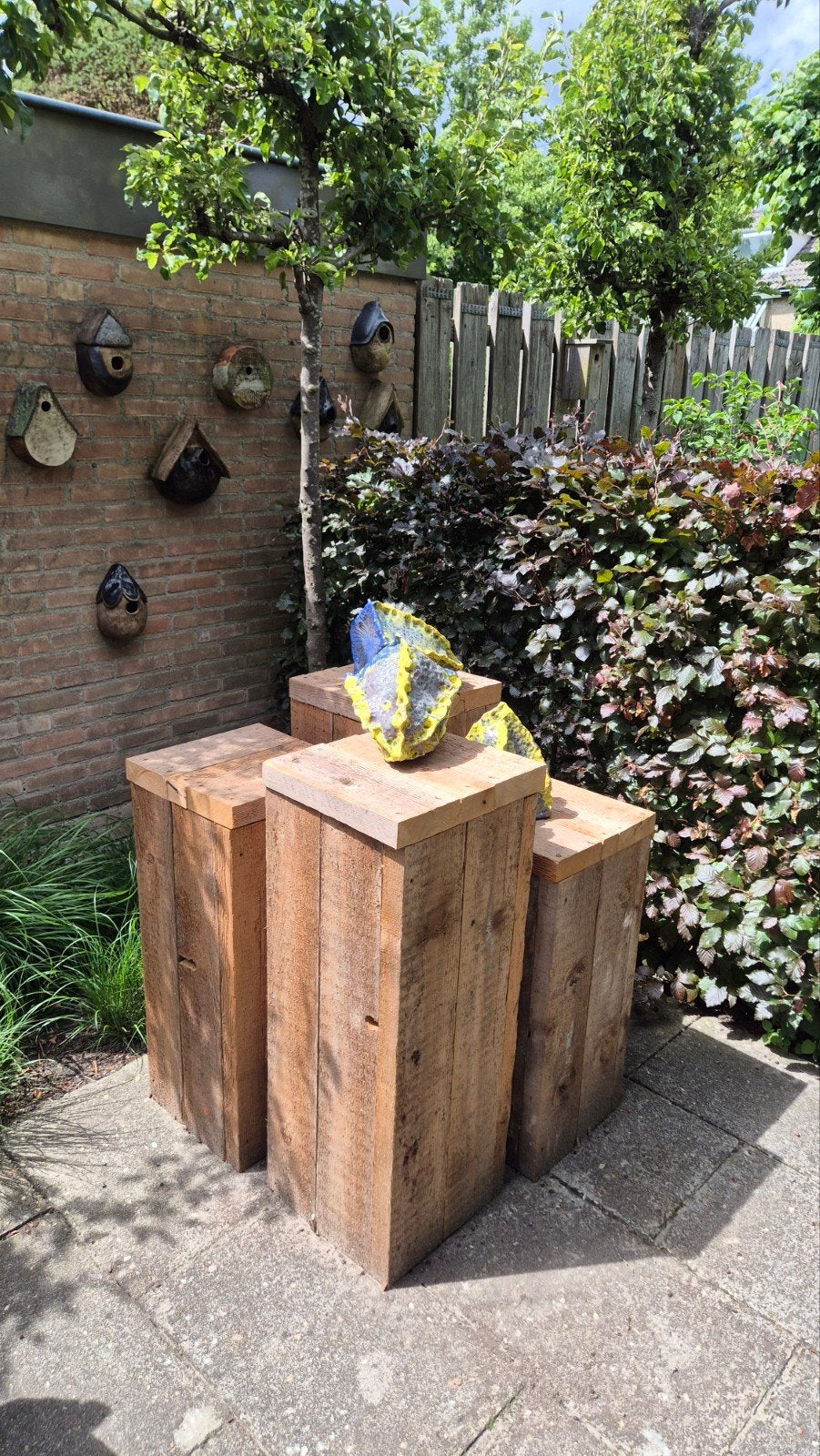 Houten standaarden voor kunst of decoratie (set van 3), Ophalen of Verzenden, Zo goed als nieuw