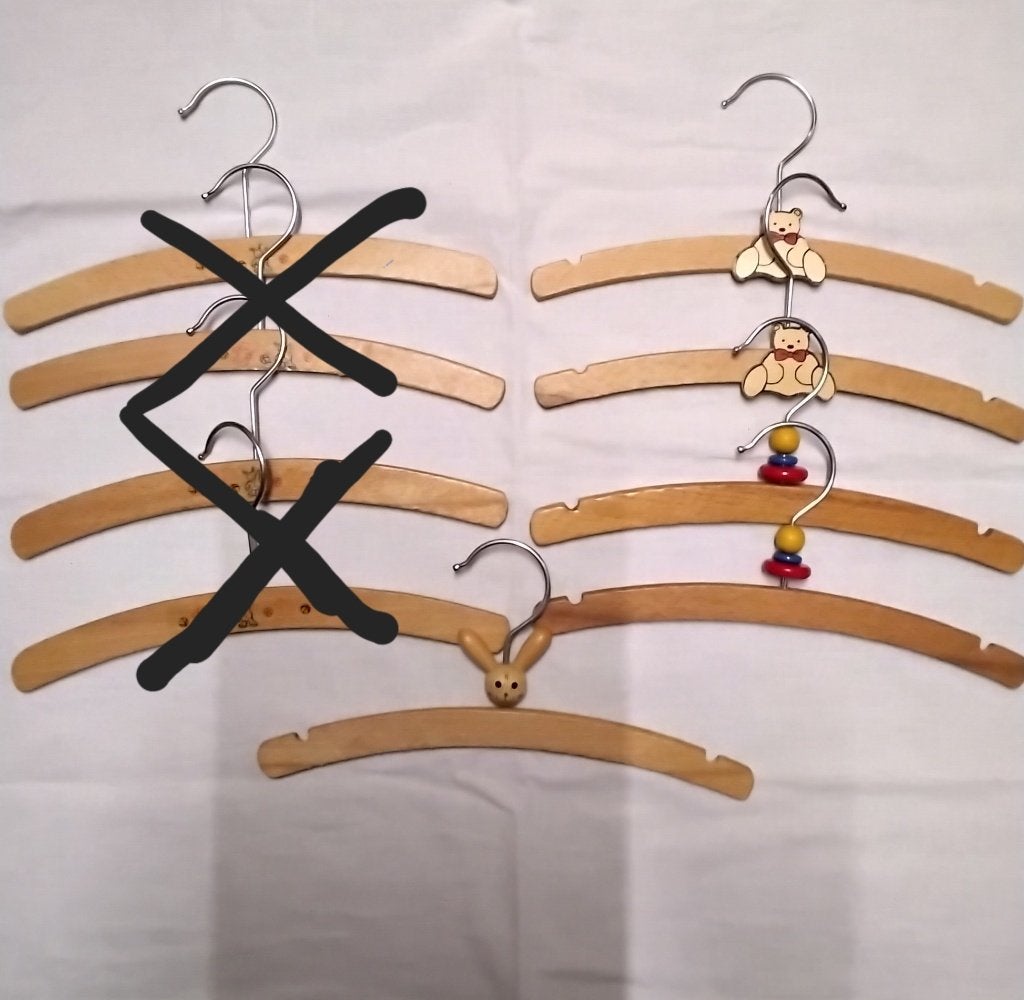 5 vintage baby kleerhangers hout, Kinderen en Baby's, Ophalen of Verzenden, Zo goed als nieuw, Onbekend