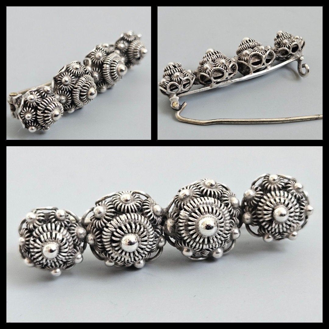 Antiek zilver, broche met Zeeuwse knoppen,  streeksieraad, Sieraden, Tassen en Uiterlijk, Antieke sieraden, Ophalen of Verzenden