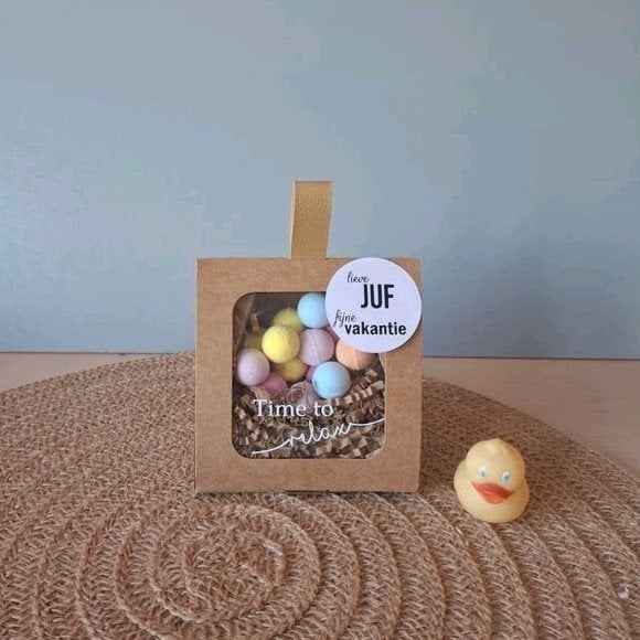 Juf bedankje 20 mini bruisballetjes, Ophalen of Verzenden