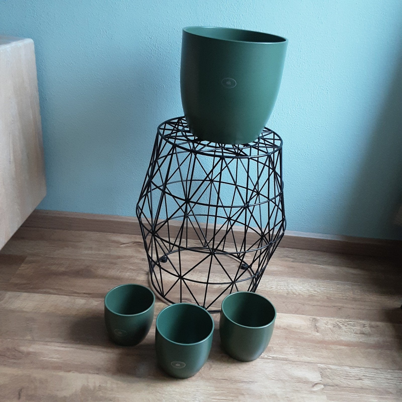 4 SK plantenpotten, mosgroen, zo goed als nieuw, Ophalen, Zo goed als nieuw