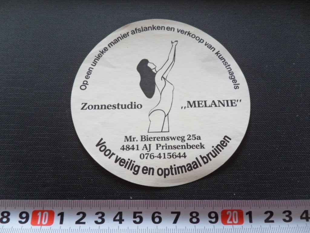 sticker prinsensbeek zonnestudio MELANIE afslanken bruinen, Ophalen, Zo goed als nieuw