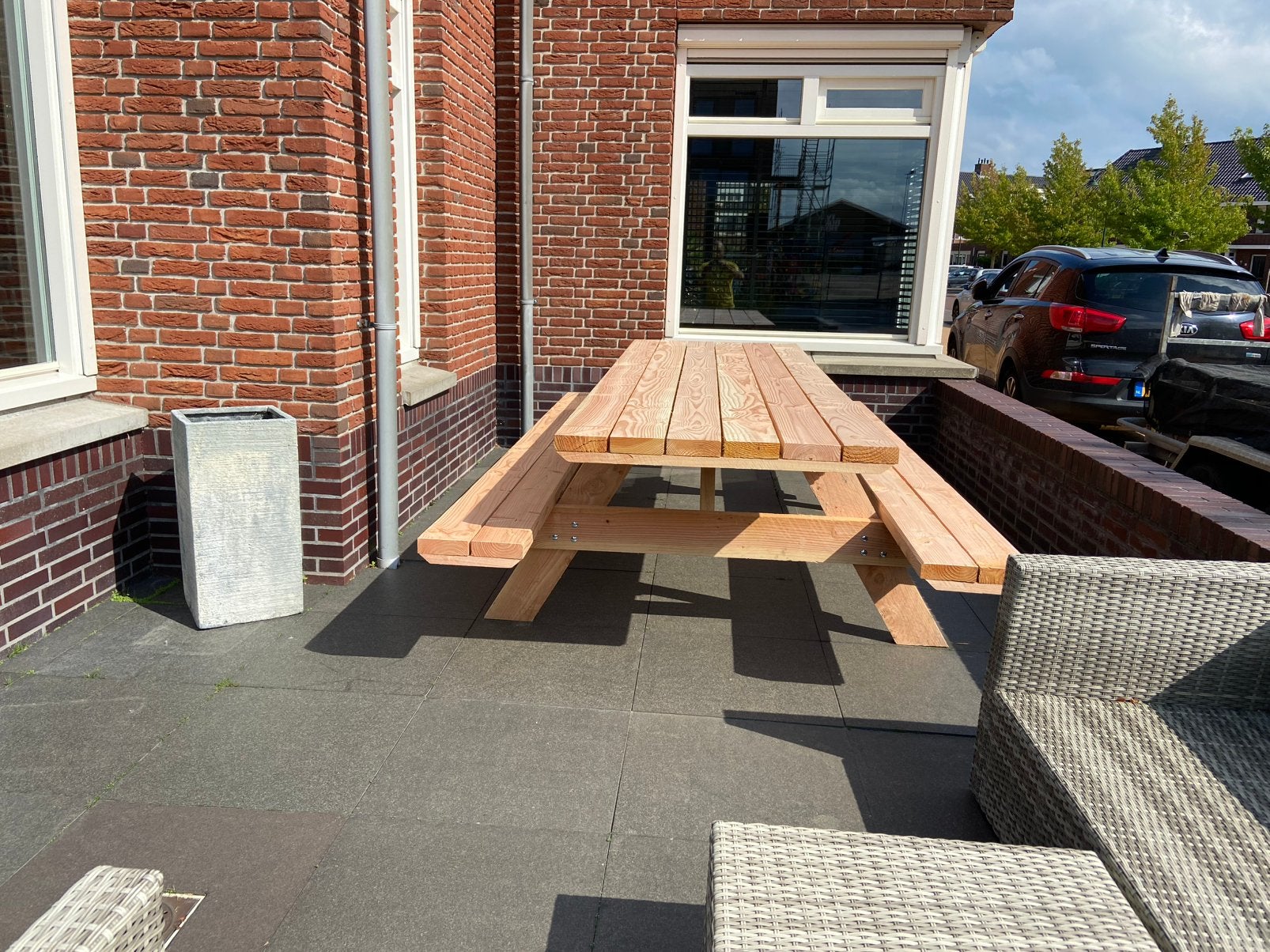 Robuuste douglas (picknick)tafels en banken. (20% korting), Ophalen of Verzenden, Nieuw, Rechthoekig, Hout