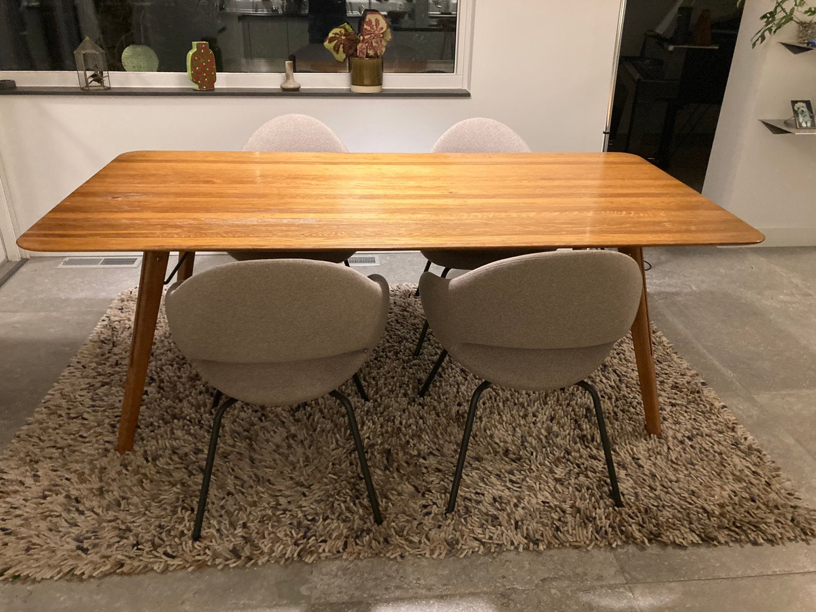 Elegante massief eiken eettafel 100x200, Gebruikt, Eikenhout, Rechthoekig, 50 tot 100 cm