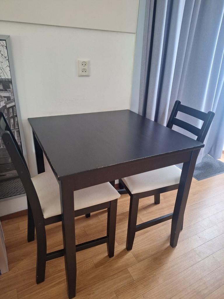 Eettafel met 2 stoelen - Compact en Stijlvol, Huis en Inrichting, Tafels | Eettafels, Ophalen, Gebruikt, 50 tot 100 cm, Vierkant