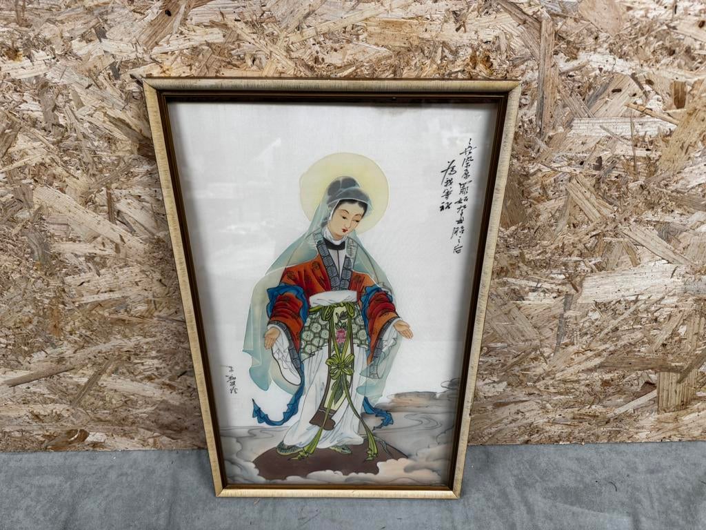 Chinees Zijdeschilderij - Onze Lieve Vrouw van China - ReK4, Ophalen of Verzenden