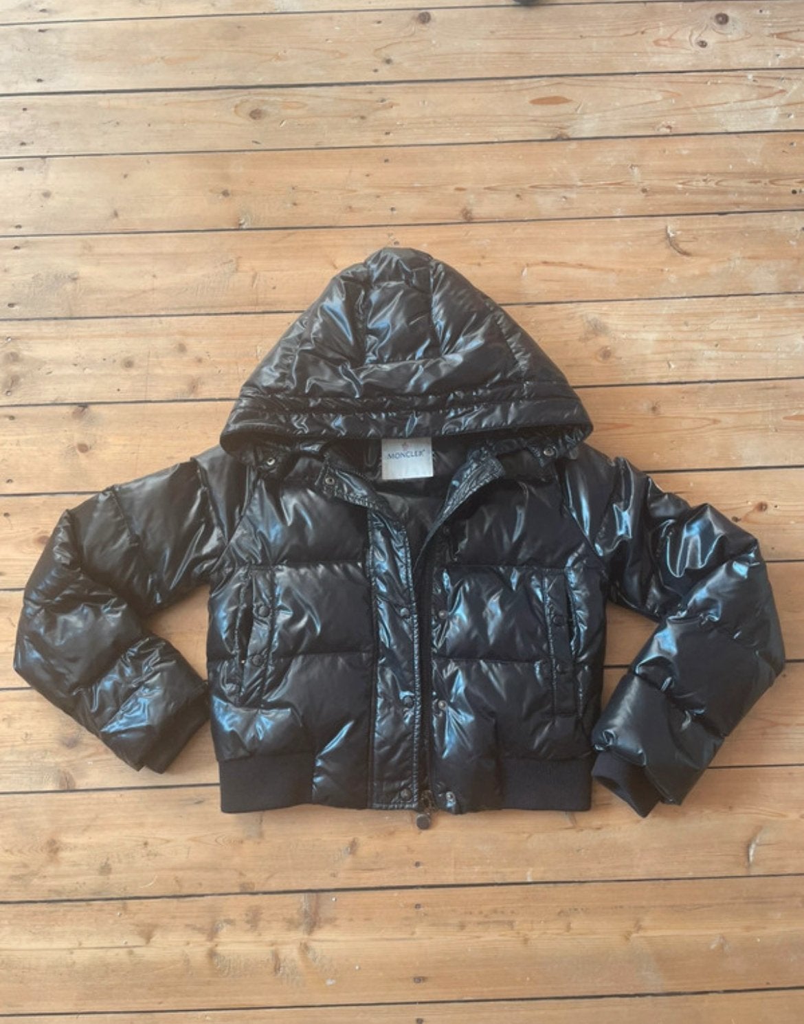 Moncler jas cropped, Verzenden, Zo goed als nieuw, Maat 34 (XS) of kleiner, Zwart