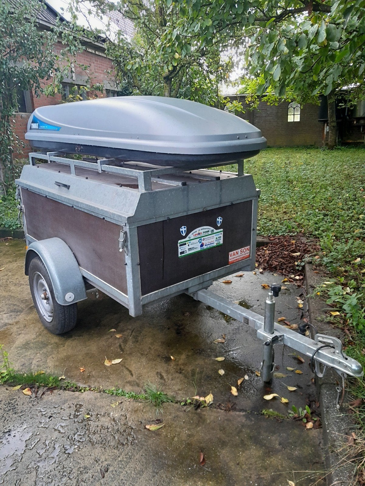 Bagagewagen met Thule dakkoffer - Ideaal ook voor visspullen, Ophalen, Gebruikt
