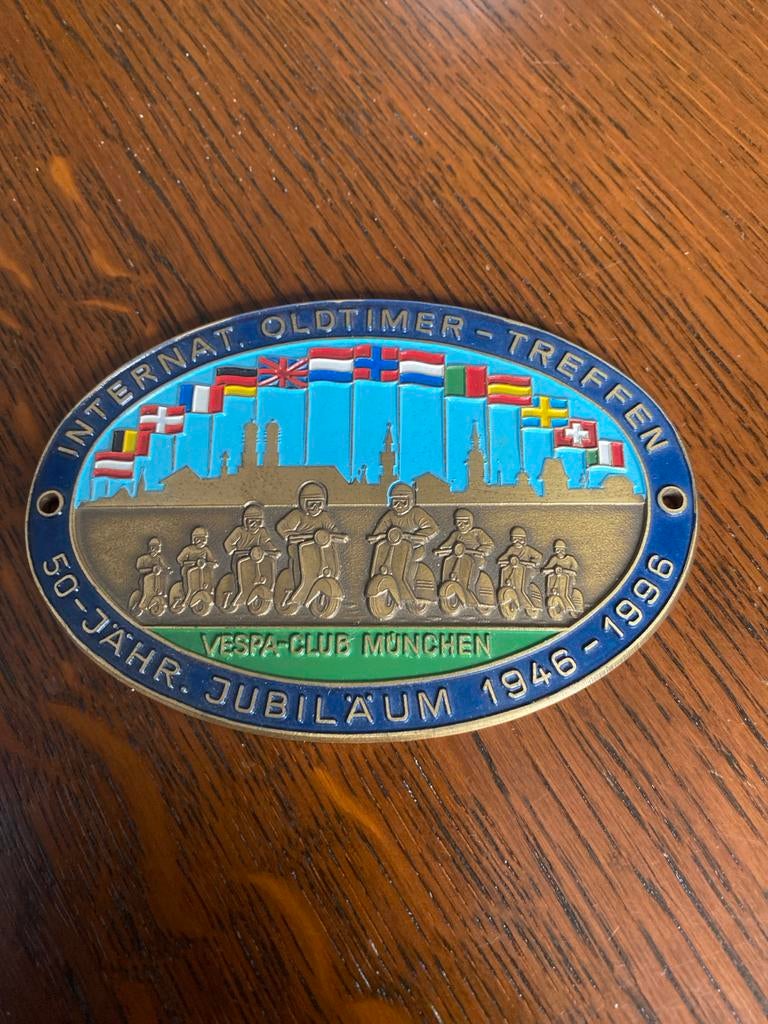 Vespa Club München 50-jarig Jubileum Plaquette 1946-1996, Ophalen of Verzenden
