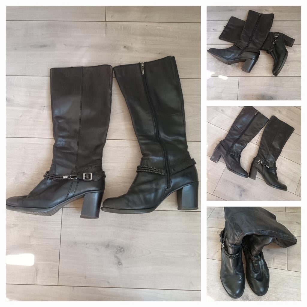 Tamaris Zwarte Leren Hoge Laarzen - Maat 39, Kleding | Dames, Schoenen, Tamaris, Hoge laarzen, Zwart, Ophalen of Verzenden