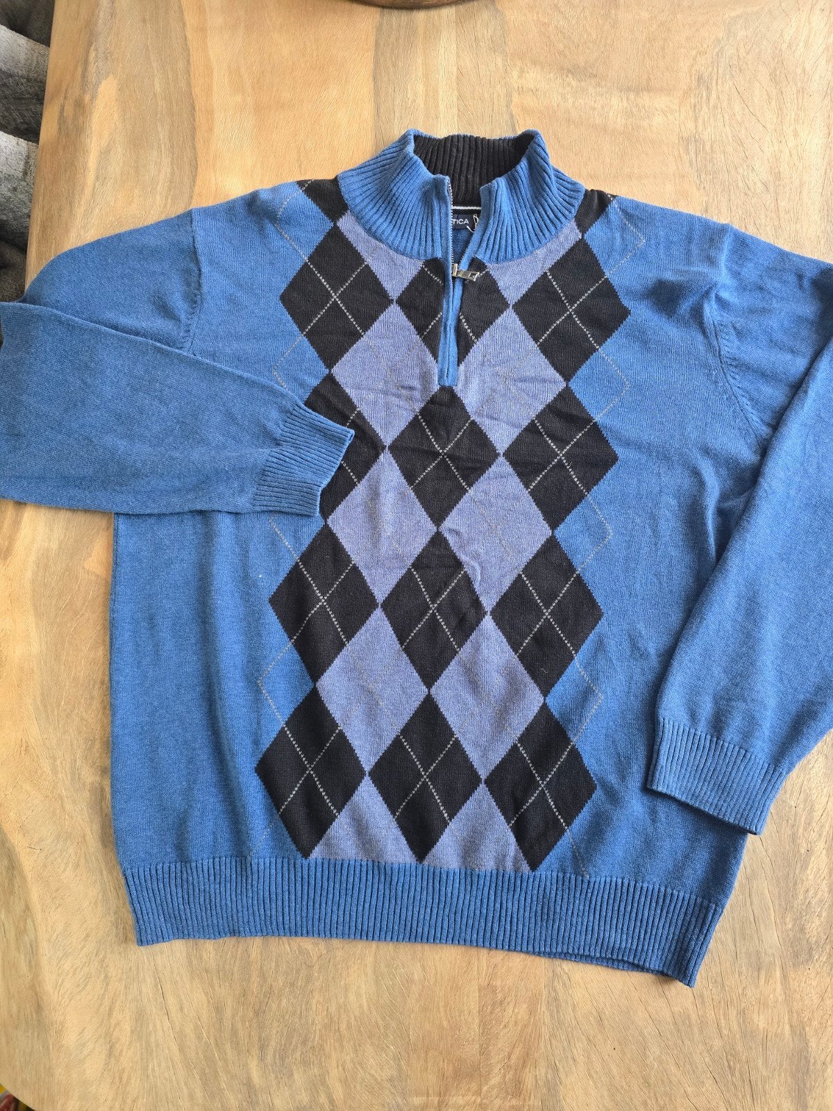 Nautica heren trui met argyle patroon - Maat XL, Blauw, Ophalen of Verzenden, Zo goed als nieuw, Maat 56/58 (XL)