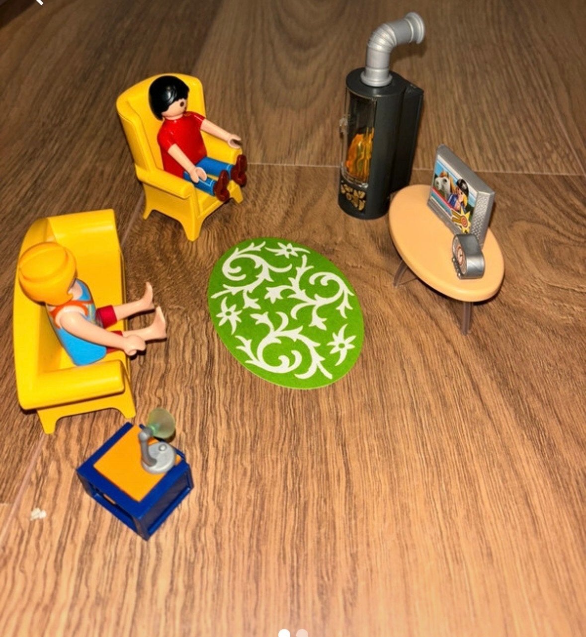 Playmobil woonkamer set met werkende kachel, Kinderen en Baby's, Ophalen of Verzenden, Gebruikt, Complete set, Overige typen