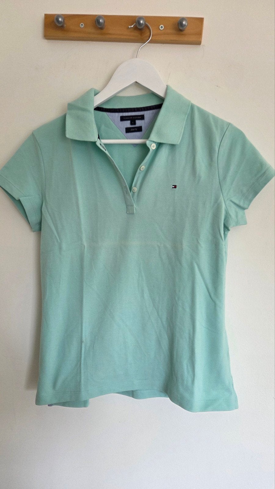 Tommy Hilfiger, licht turqoise damespolo, maat L, Tommy Hilfiger, Ophalen of Verzenden, Gedragen, Korte mouw