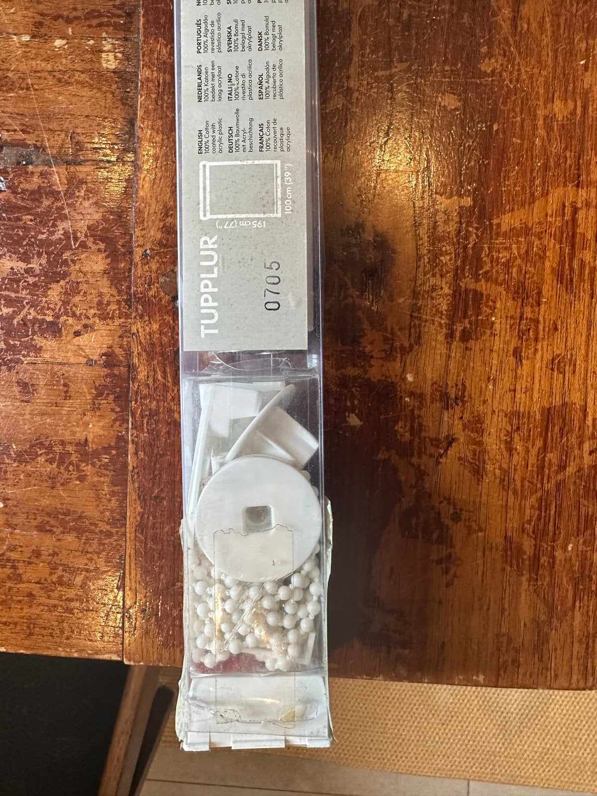IKEA TUPPLUR rolgordijn 195cm x 100cm, Ophalen, Verduisterend, Wit, Nieuw