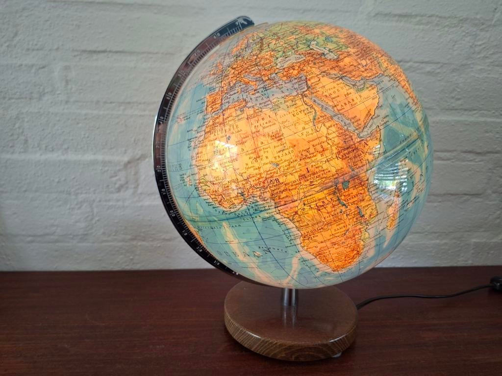 Vintage retro Columbus Verlag Paul Oestergaard globe j 70., Ophalen of Verzenden, Verlicht, Gebruikt