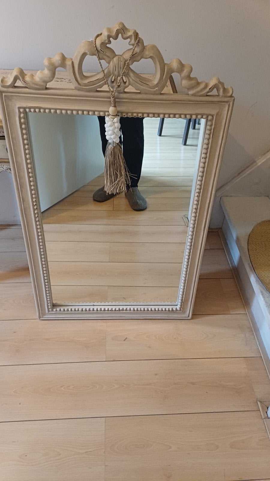 Antieke kaptafel met spiegel - Crème/Goud, Ophalen, Gebruikt, 100 tot 150 cm, 75 tot 100 cm