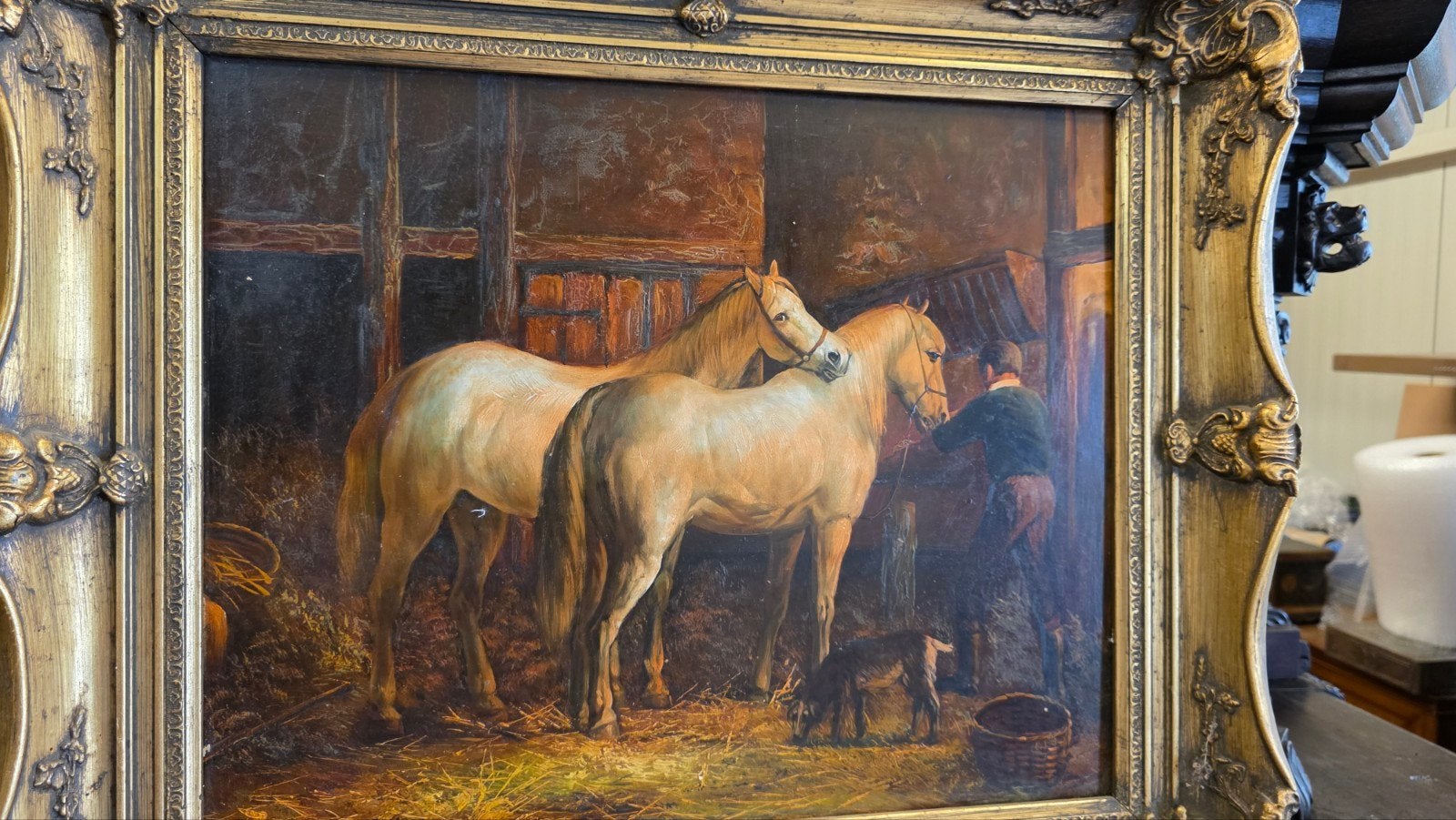 groot antiek schilderij stal gezicht, Antiek en Kunst, Kunst | Schilderijen | Klassiek, Ophalen