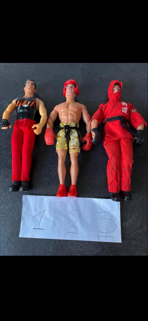 Set van 3 Vintage Action Man Poppen: Boxer, Karate, Ninja, Ophalen of Verzenden, Gebruikt