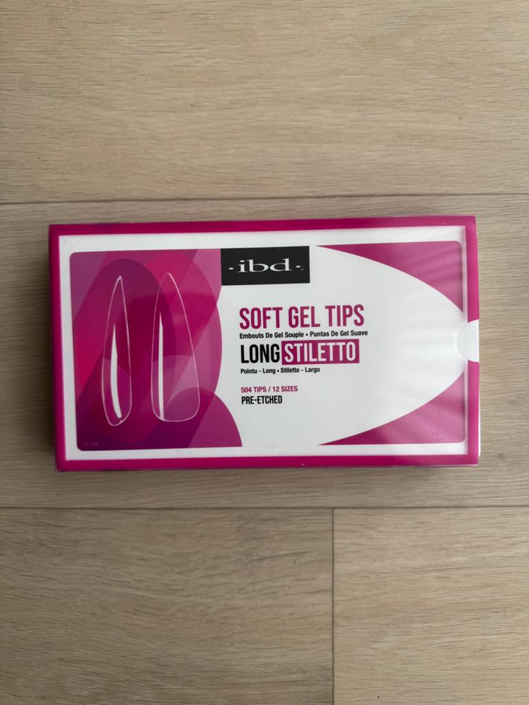 ibd Soft Gel Tips Long Stiletto 504 tips / 12 sizes, Ophalen of Verzenden, Nieuw, Overige kleuren, Handen en Nagels