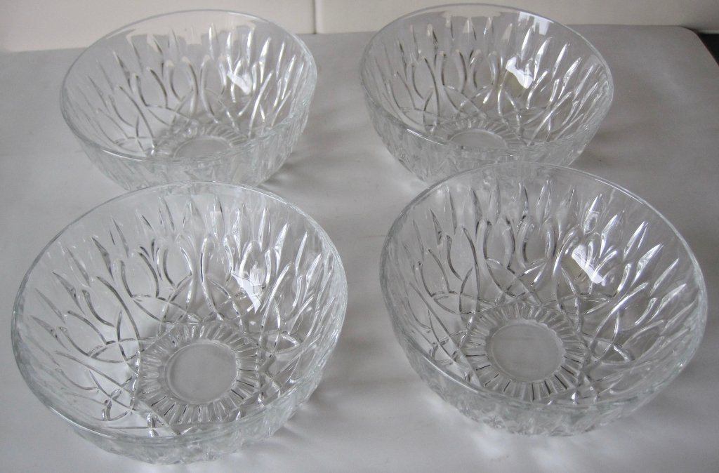 vier vintage glazen dessert kommetjes, Ophalen of Verzenden, Kom(men), Overige stijlen, Glas