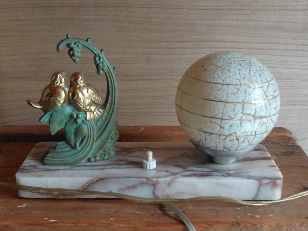antieke Franse Art-deco tafellamp,nachtkastlamp jaren '30, Ophalen of Verzenden