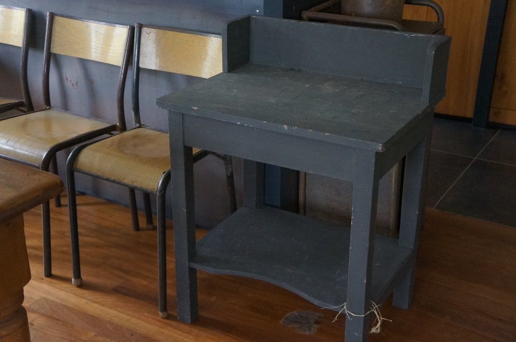 leuke brocante tafel met onderblad, Ophalen, Rechthoekig, 55 tot 75 cm, 60 cm of meer