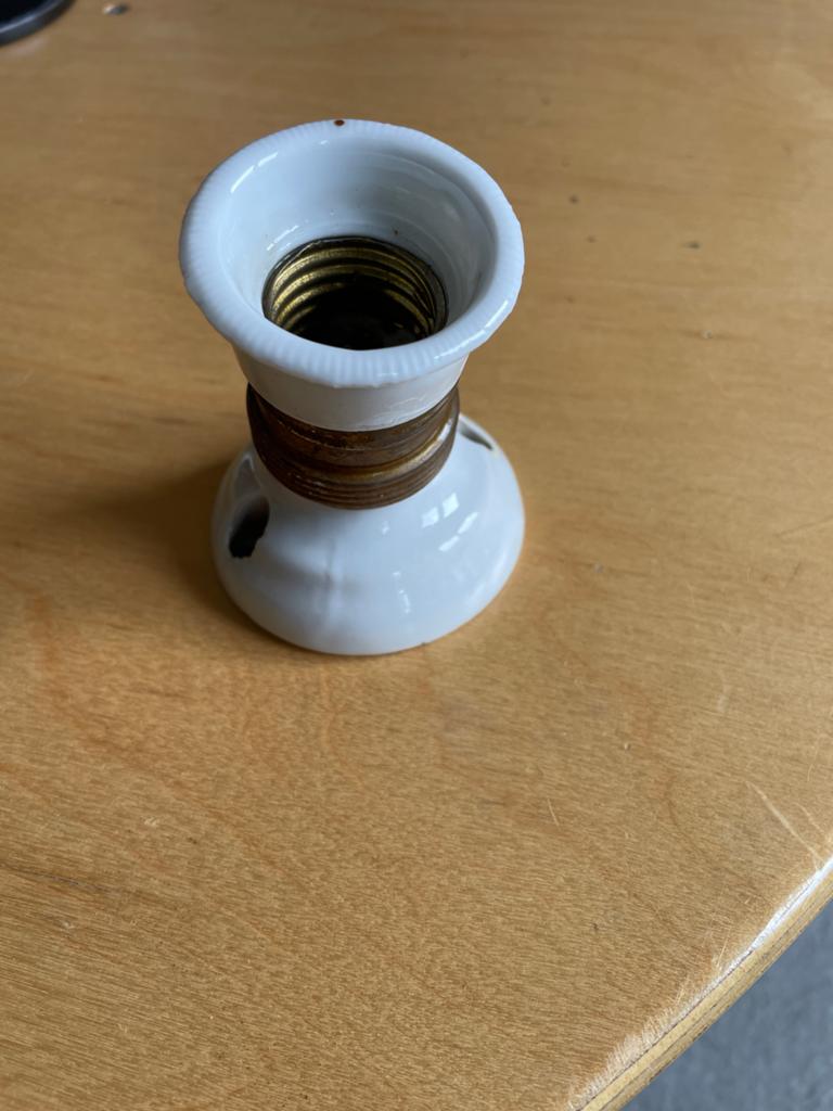 Vintage porseleinen E27 fitting - wit, Antiek en Kunst, Antiek | Lampen, Ophalen of Verzenden