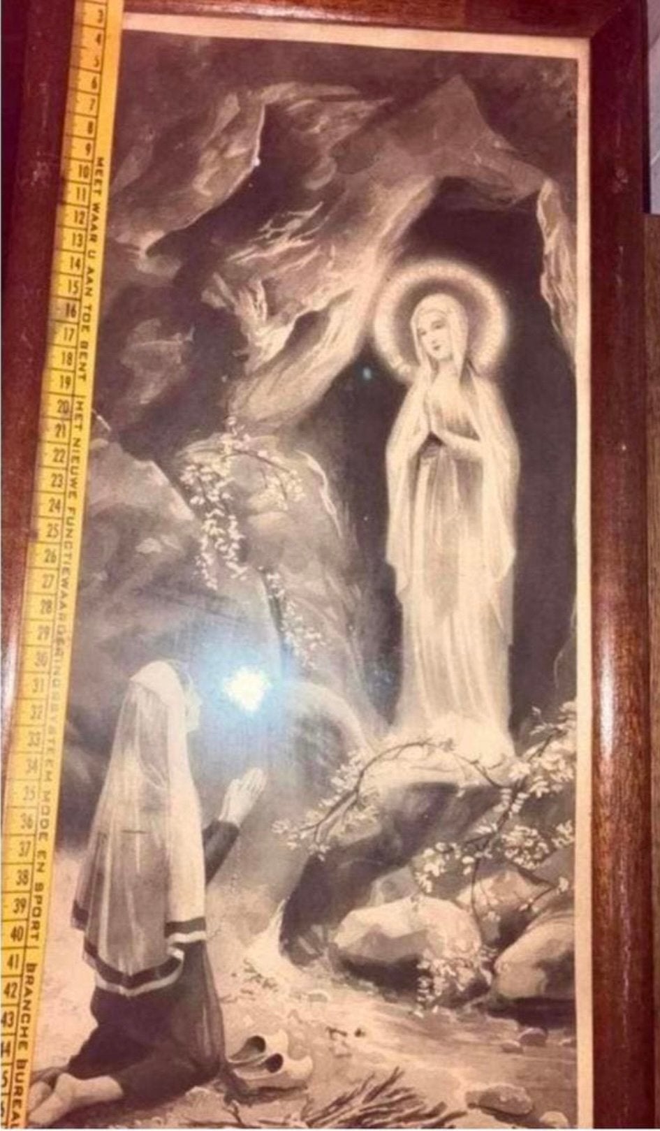 LOURDES !MOOIE FRANSE ANTIEKE INGELIJSTE PRENT,PRACHTIG!!, Ophalen of Verzenden