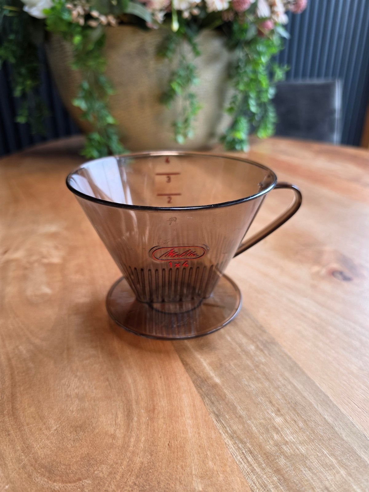 Melitta koffiefilterhouder - Vintage bruin kunststof, Kunststof, Ophalen of Verzenden, Overige typen, Gebruikt