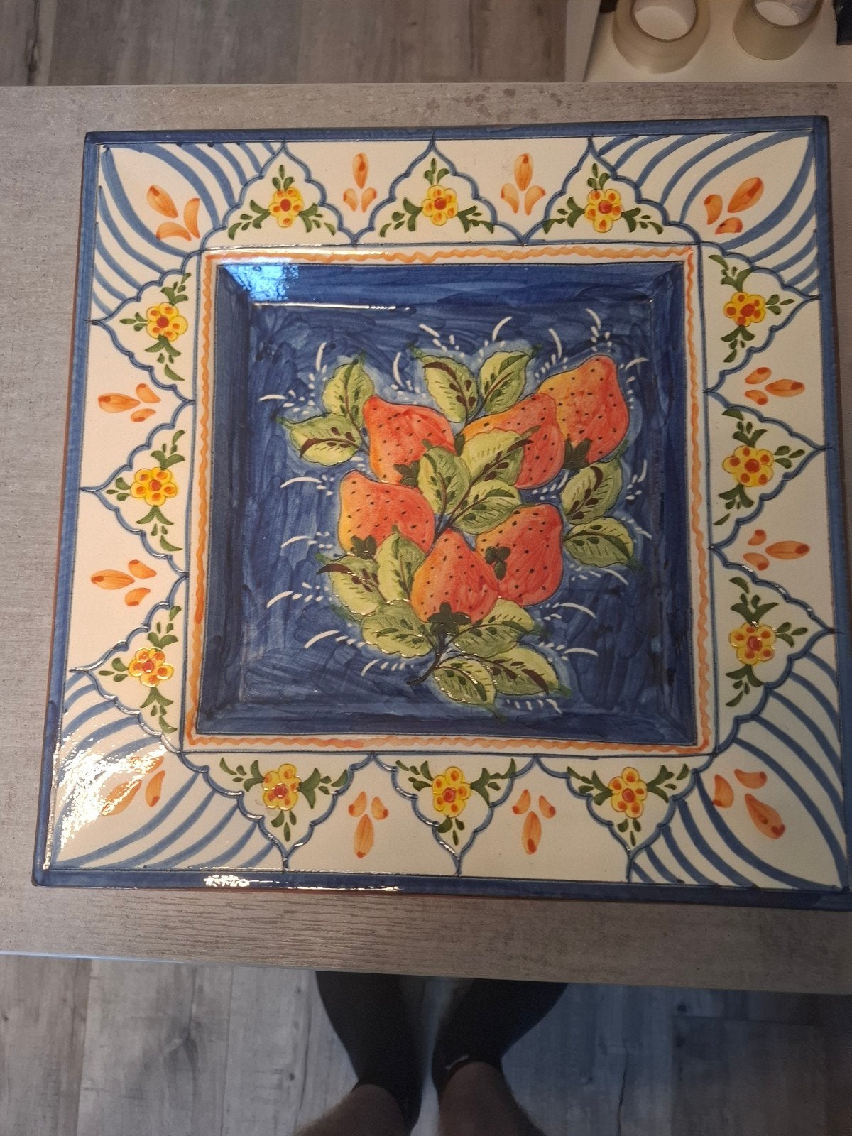 Handgeschilderde aardbeien schaal - Keramiek, Ophalen