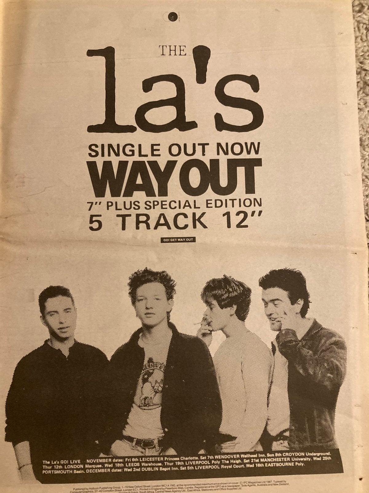 THE LA’S Way Out release A3 advertentie, Cd's en Dvd's, Vinyl | Pop, Ophalen of Verzenden, Zo goed als nieuw