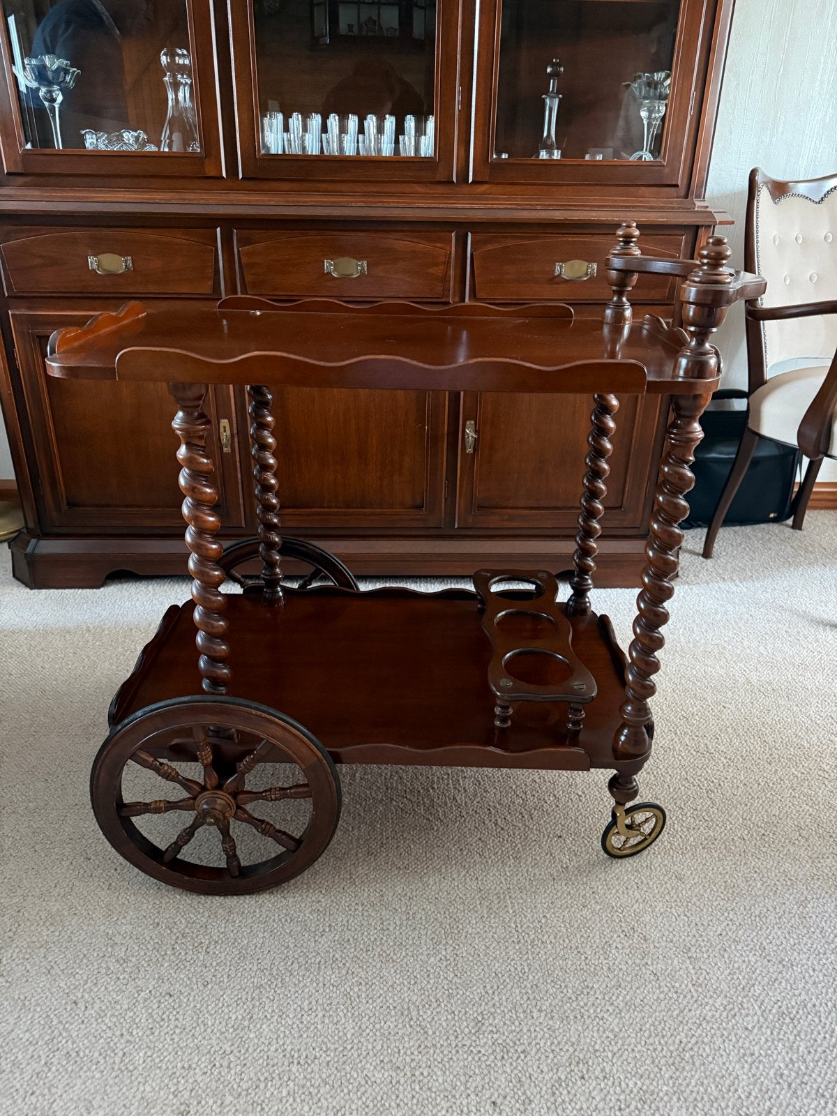 Antieke houten serveerwagen met wielen, Antiek en Kunst, Ophalen