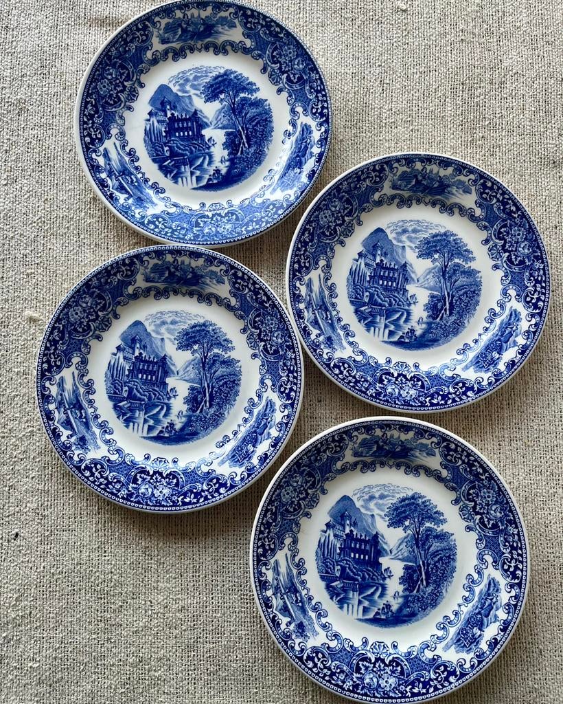 Vintage maastricht borden blauw wit antiek borden, Ophalen of Verzenden