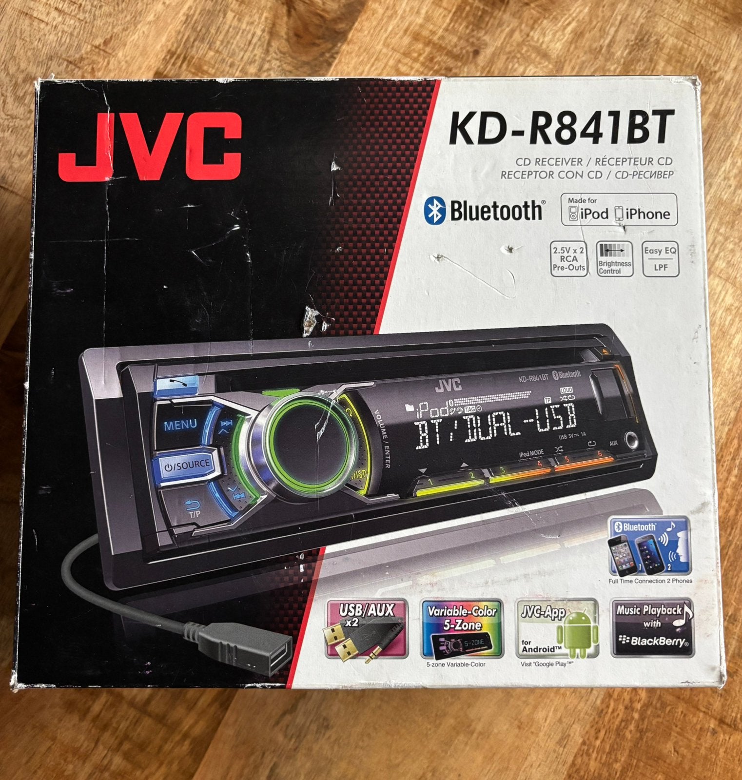 JVC CD-autoradio met Bluetooth - KD-R841BT, Auto diversen, Autoradio's, Ophalen of Verzenden, Gebruikt