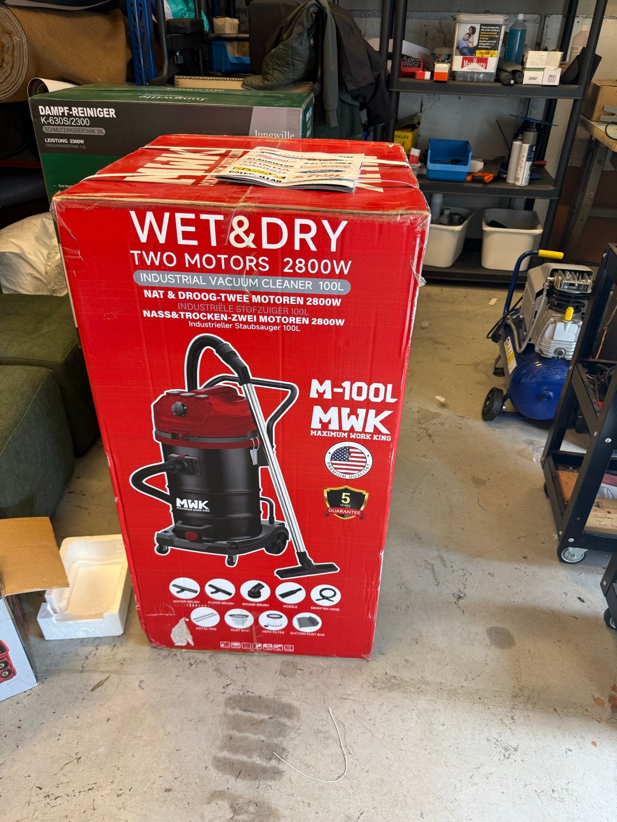 Nieuwe MWK M-100L Industriële Nat- & Droogzuiger 2800W, Ophalen, Overige merken, Nieuw, Industriële stofzuiger