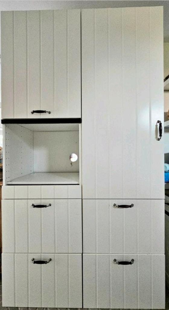 Ikea Metod Hoge Kasten met Hittarp Fronten en Maximera Lades, Ophalen, 200 cm of meer, 50 tot 100 cm, Zo goed als nieuw
