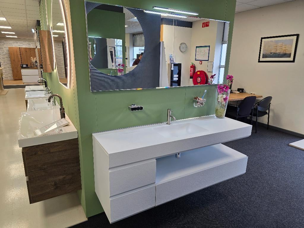 NIEUW Fiora making badkamermeubel 160 cm wit Showroommodel, Ophalen, Nieuw, Wastafel