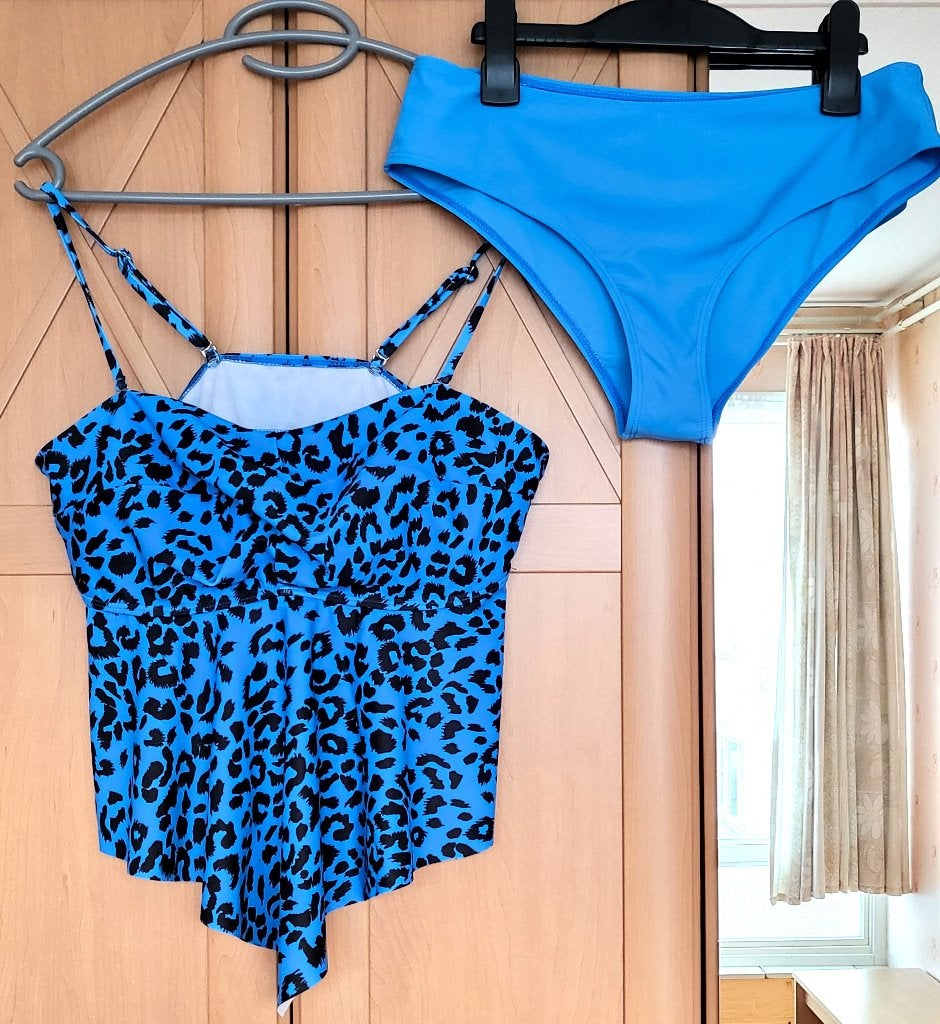 Mooie blauwe panter print tankini - Mt 40, Overige typen, Nieuw, Ophalen of Verzenden, Blauw