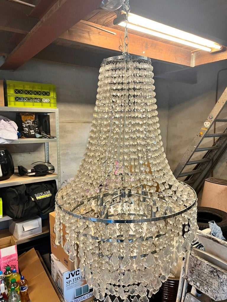 Kroonluchter 100 x 60, Huis en Inrichting, Lampen | Kroonluchters, Gebruikt, Glas, Metaal, Overige fittingen, Ophalen