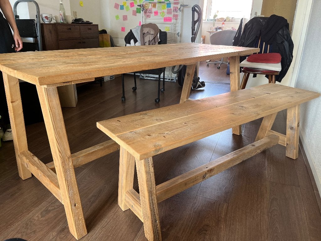 Houte Eettafel, Ophalen, 50 tot 100 cm, Zo goed als nieuw, Vijf personen of meer