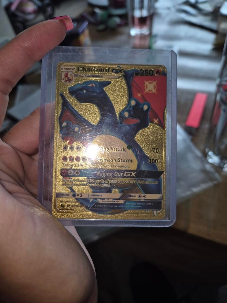 Gouden Charizard EX Pokémon Kaart - Foil, Ophalen of Verzenden, Zo goed als nieuw, Losse kaart, Foil