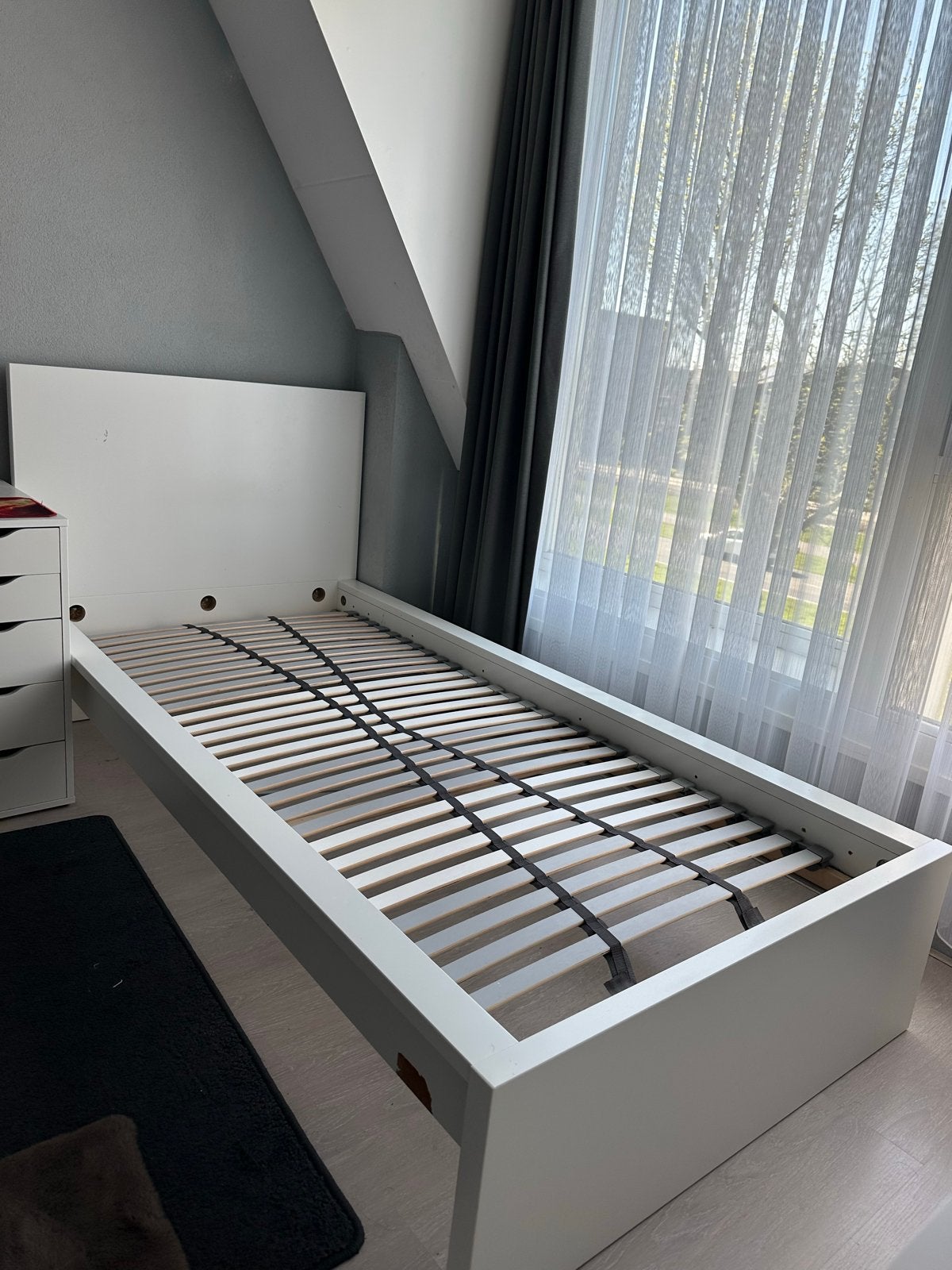 IKEA Malm Eenpersoonsbed Wit met Lattenbodem, Ophalen, Eenpersoons, Wit, 200 cm