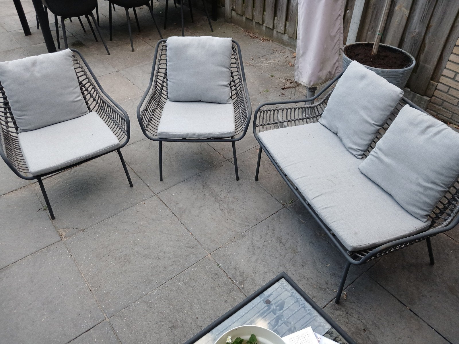 loungeset bank en 2 stoelen incl.kussens! goedkoop!!!, Ophalen, Gebruikt, Bank