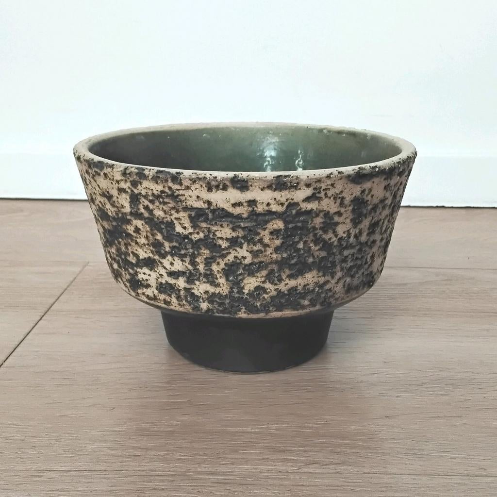 Vintage bloempot, berkenbast patroon, 10,5cm hoog, 15,5cm ds, Rond, Binnen, Ophalen of Verzenden, Zo goed als nieuw