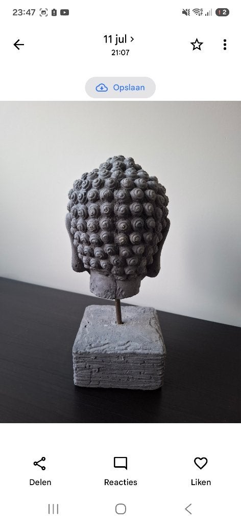 Stenen buddha beeld, Ophalen, Zo goed als nieuw, Steen/keramiek, Grijs