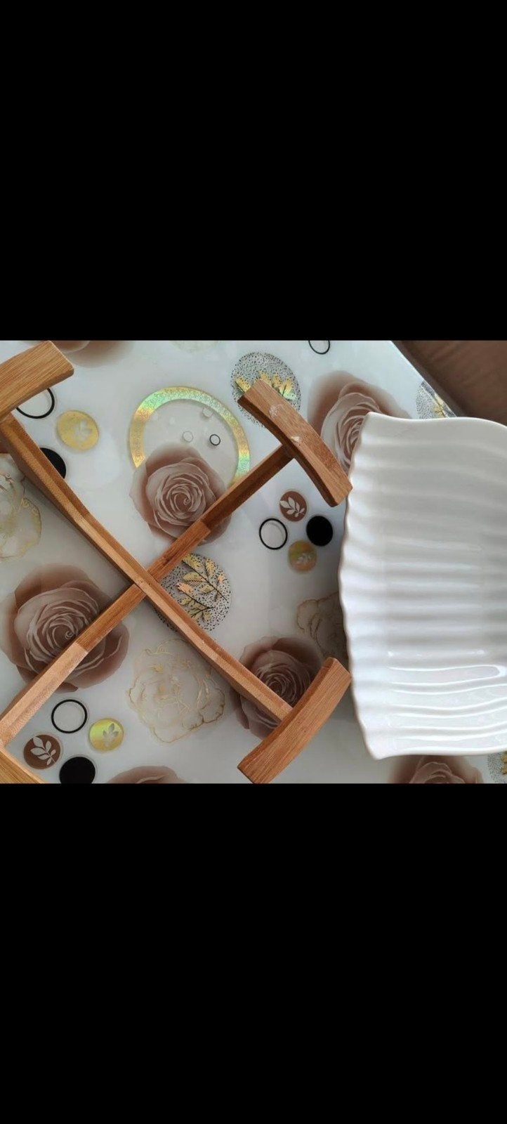 Decoratief dienblad met houten handvatten, Ophalen, Overige materialen, Met afbeelding/tekst, Zo goed als nieuw